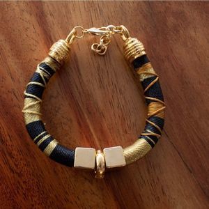 Handmade bracelet gold details brown adjustable new